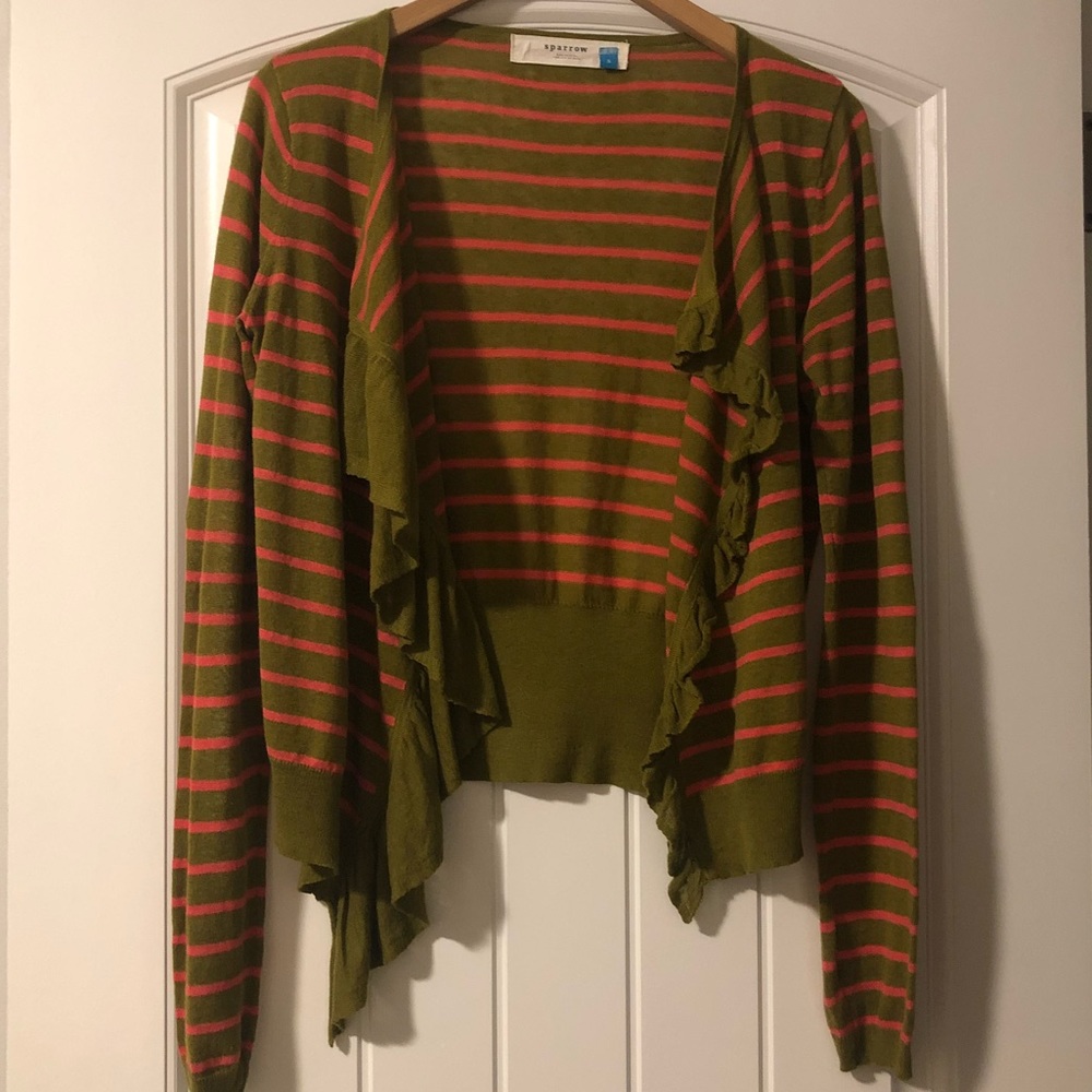 Anthropologie Sparrow ruffle open front cardigan